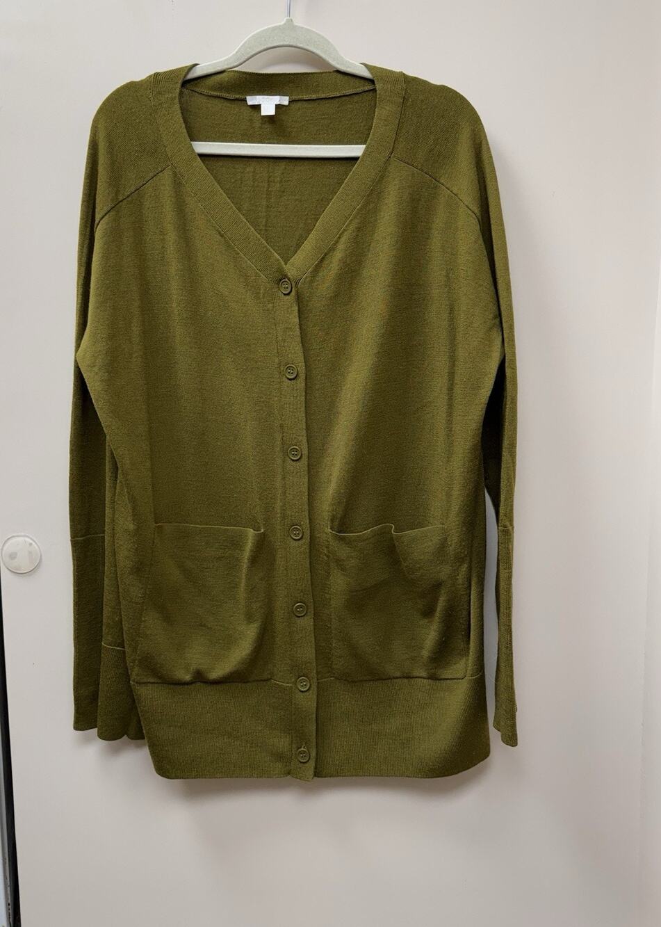 Women’s COS olive Green Oversize Cardigan sz small wool